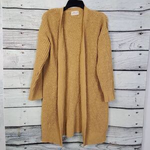 Poof Apparel Tan Chenille Longline Open Front Cardigan Sweater Women’s Size M